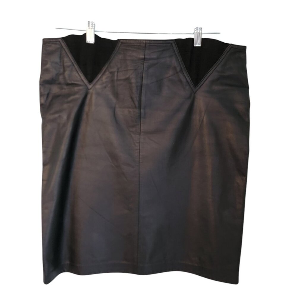 Vintage 80’s Toffs‎ Skirt Black Leather Pencil Size 10M Lined Classic